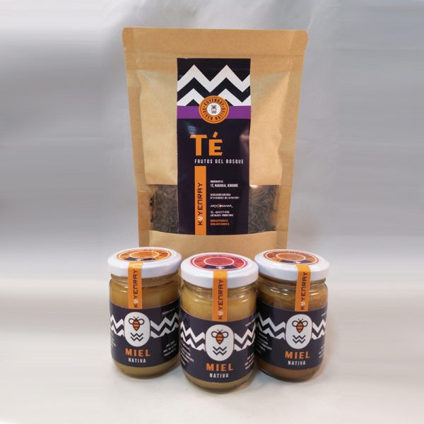 3 Miel Nativas  de 180 grs. + 100 grs. Té con sabor